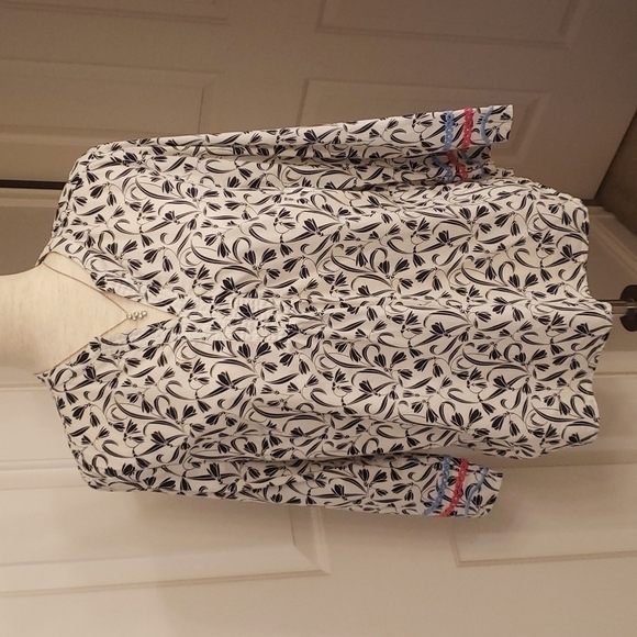 Talbots Blue and White Popover Shirt Size Medium Petite - Picture 1 of 12